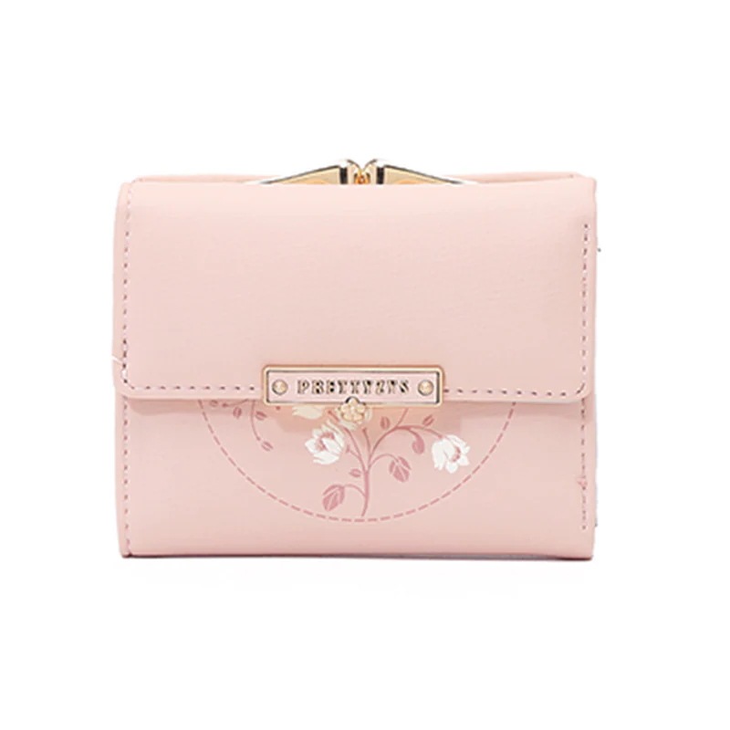 【1点ご購入 で10点プレゼントいたします】韓国版短めの女性財布3つ折りPU小銭入れ印紙掛け学生財布