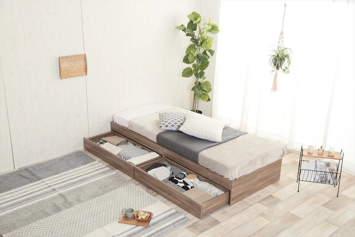 【セミシングル】Glad ヘッドレス収納付きベッド　ベッド　ヘッドレス　収納　セミシングル