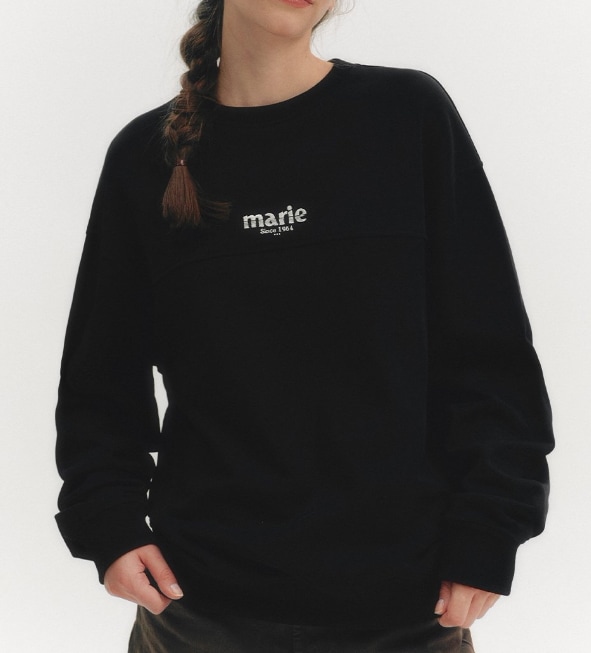 Marie Classic Loose Fit incisional sweatshirt (black)