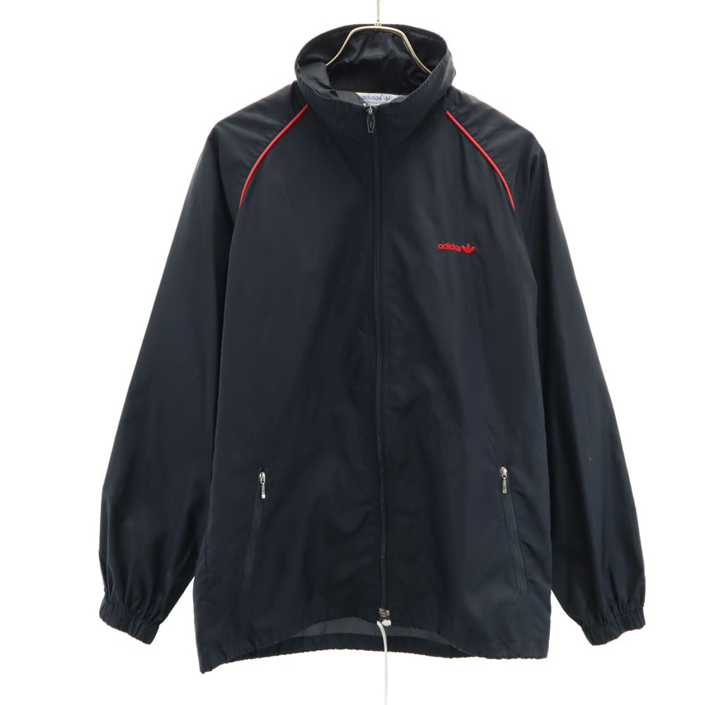 70s 80s デサント製 ヴィンテージ トレフォイルロゴ ナイロンジャケット LL ブラック ウィンドブレーカー メンズ