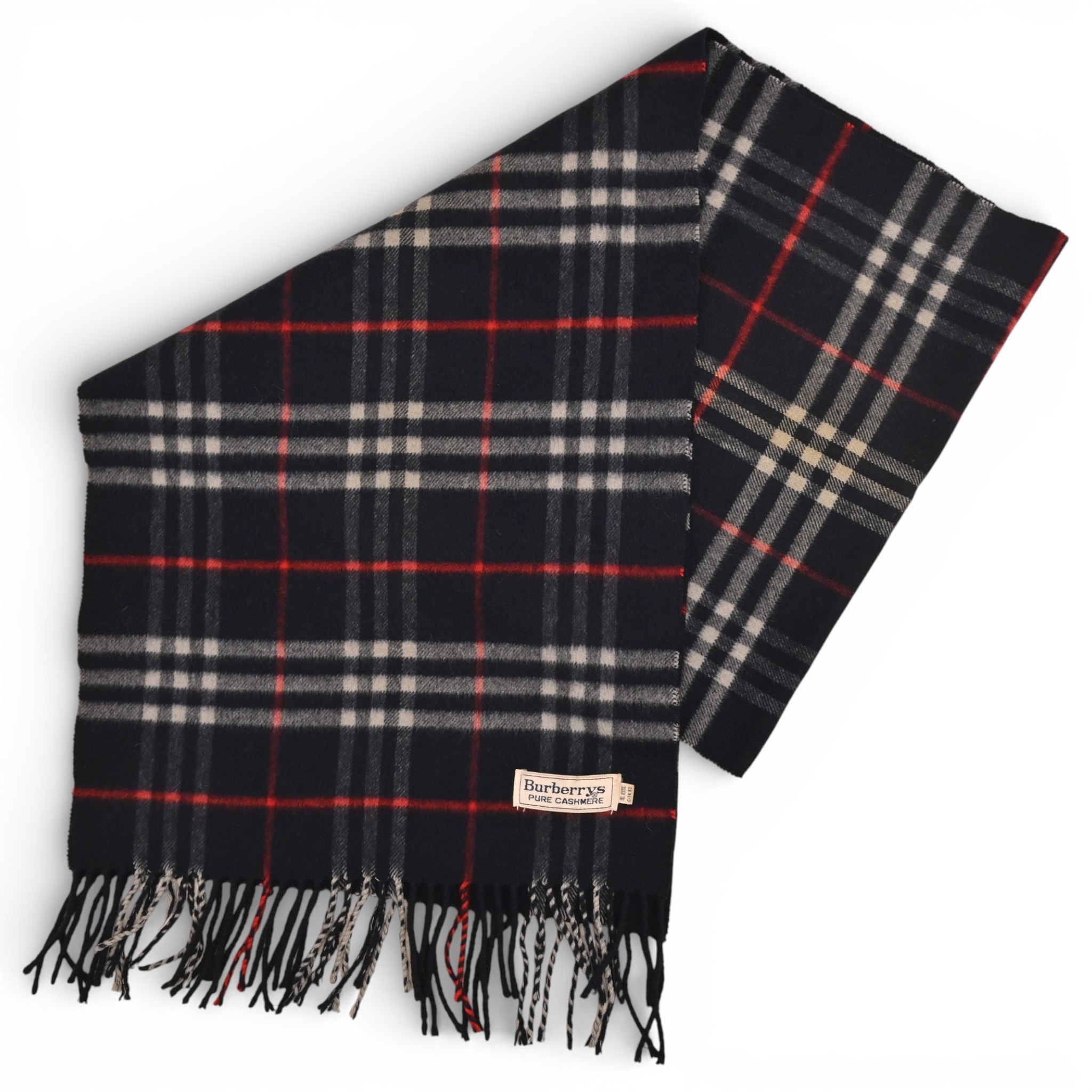 バーバリー ノバチェック マフラー カシミヤ100％ Bランク bb8805nf