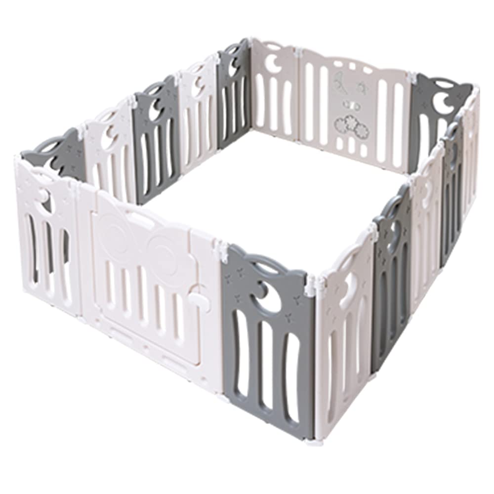 アイリスプラザ ベビーサークル 折りたたみ 高さ60cm ドア付き プレイヤード ハイタイプ 大型 小さめ ジョイント式 扉ロック ホワイトグレー 16個 (x 1)