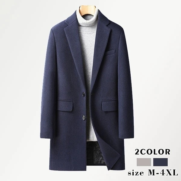 【即日発送】チェスターコート メンズ ロングコート スプリングコート ポケット付き 厚手 ビジネス中綿 秋 冬 上品 通勤 通学 無地 高級感