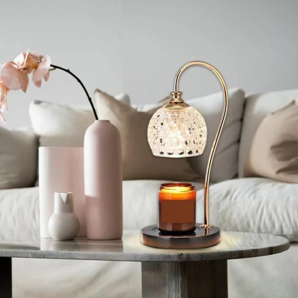 モダンワックスメルトキャンドルウォーマーランプクリスタルランプシェードテーブルライトUSプラグブラックマーブルベース-88