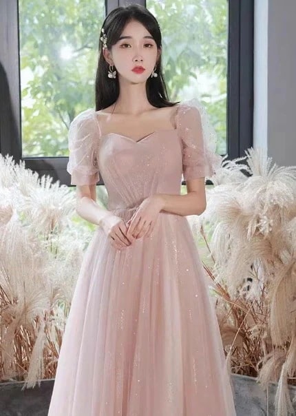 ブライズメイドドレスパーティードレスワンピース 在庫 処分 4 デザイン ピンク 二 次 会 演出 司会 結婚 式 お