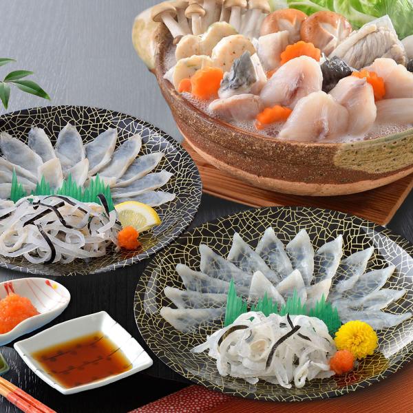 関とら本店 ふく薄造りとちり鍋詰合せ とらふぐ刺身15gx2 真ふぐ霜降り刺身20gx2 とらふぐ皮20gx4 ふぐちり200g ふぐつみれ40g てっちり SISK