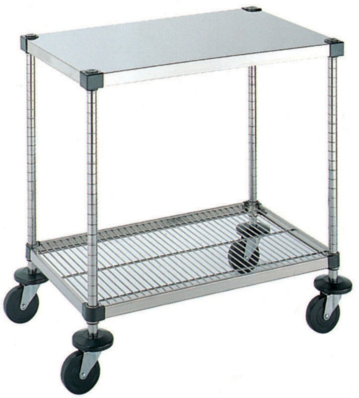 本間冬治工業 弁慶シェルフワゴン 2段 上段ボード棚/下段メッシュ棚 460x760xH827mm 4-2-B-M-7 33,076円