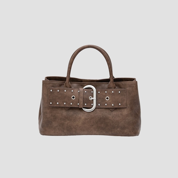 LEATHER BUCKLE BAG BROWN