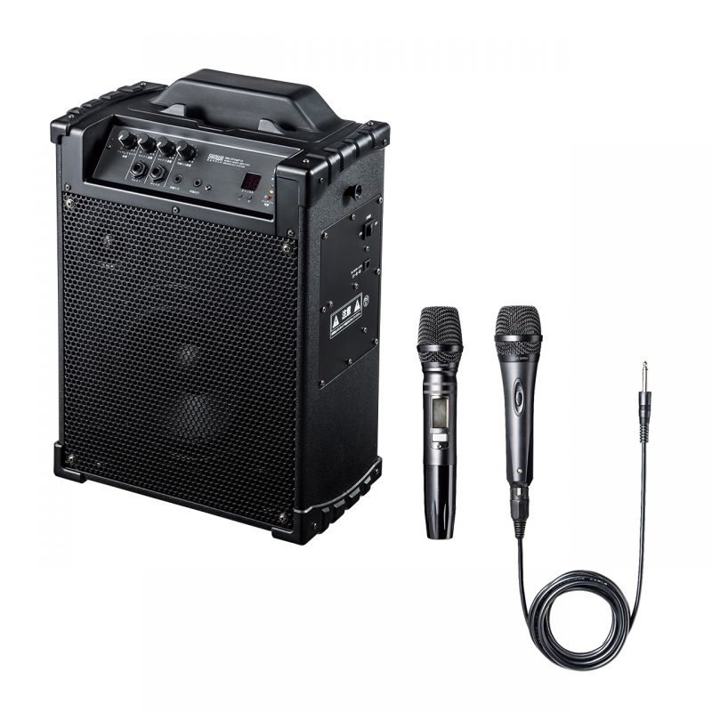 MM-SPAMP10　ワイヤレスマイク スピーカー 拡声器(最大出力60W AC電源 / 充電式 音楽再生)