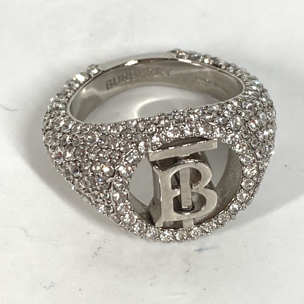 リング指輪 エンベリッシュド TB パヴェ シグネット リング アクセサリー ラインストーン メタル シルバー