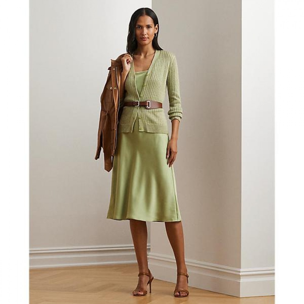 ローレンラルフローレンメタリックリネンブレンドリブニットカーディガン (WMLRSWES6820749300) 22,508円