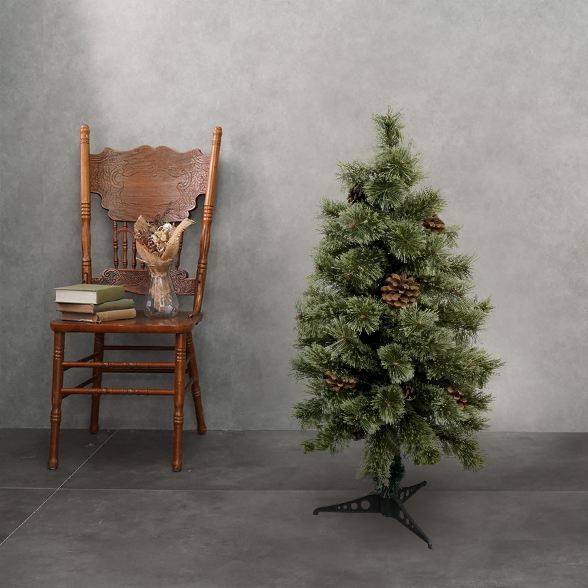 7life クリスマスツリー 90cm ヌードツリー 高級 おしゃれ 小型 ツリー 90 Christmas tree 枝増量 高濃密度枝 本物そっくり 本物松ぼっくり 組立簡単 収納箱付き 収納便利
