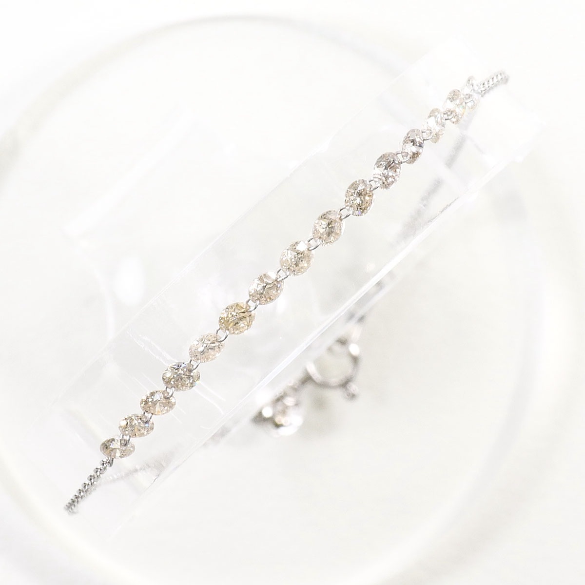 PT850 プラチナ ブレスレット ダイヤモンド 1.00ct 総重量約1.0g 約19.5cm 中古