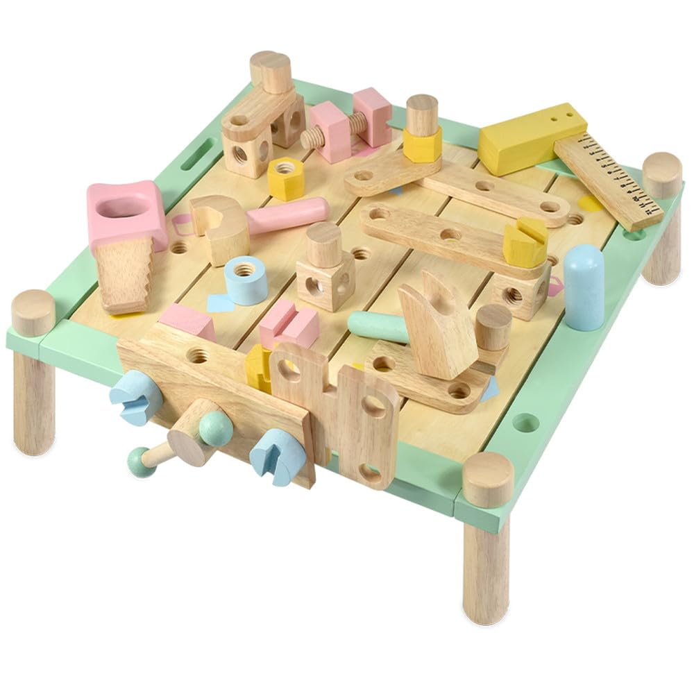 Edutē エデュテ アイムトイ カーペンターテーブル 大工さんごっこ 知育玩具 木のおもちゃ 誕生日プレゼント 2歳 男の子 女の子 お手入れガイド付き クリスマスプレゼント クリスマス