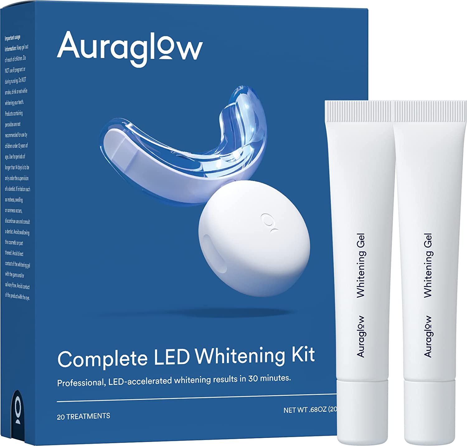 宅配 Peroxide Carbamide 35% Light, LED with Kit Whitening Teeth Auraglow Gel, Treatments Whitening 20+ ホワイトニング