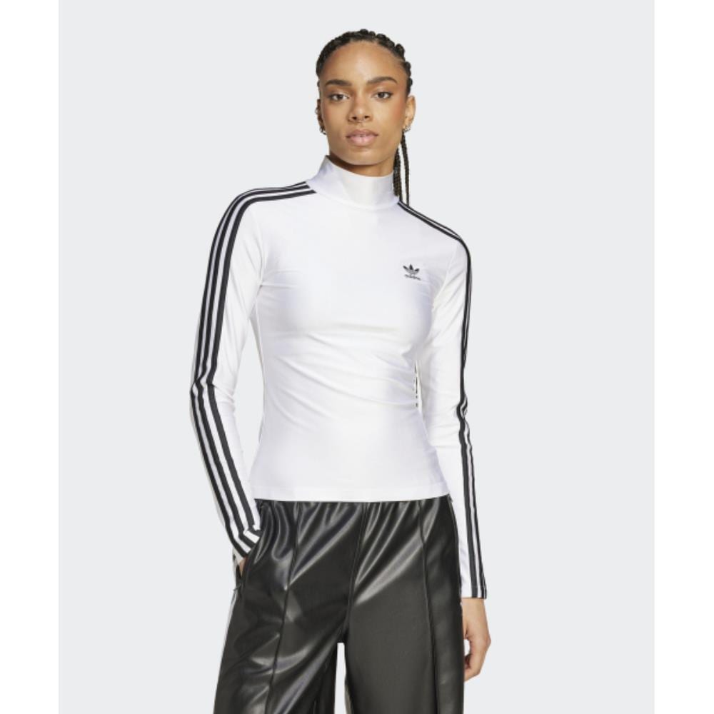 adidas 3S Turtleneck Long Sleeve Tee White JG1535