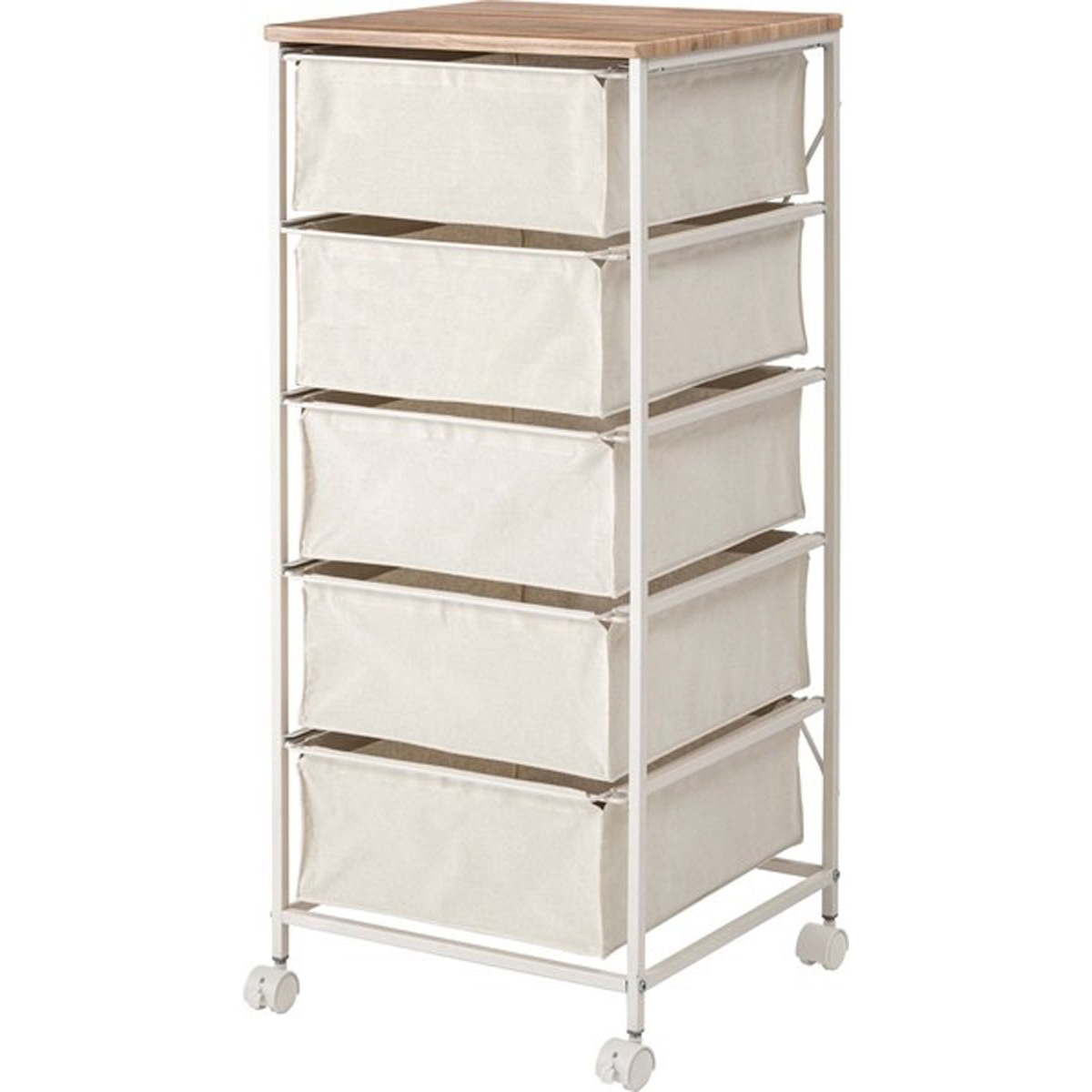 キャンバスチェスト5段 合成樹脂化粧繊維板 ポリエステル コットン