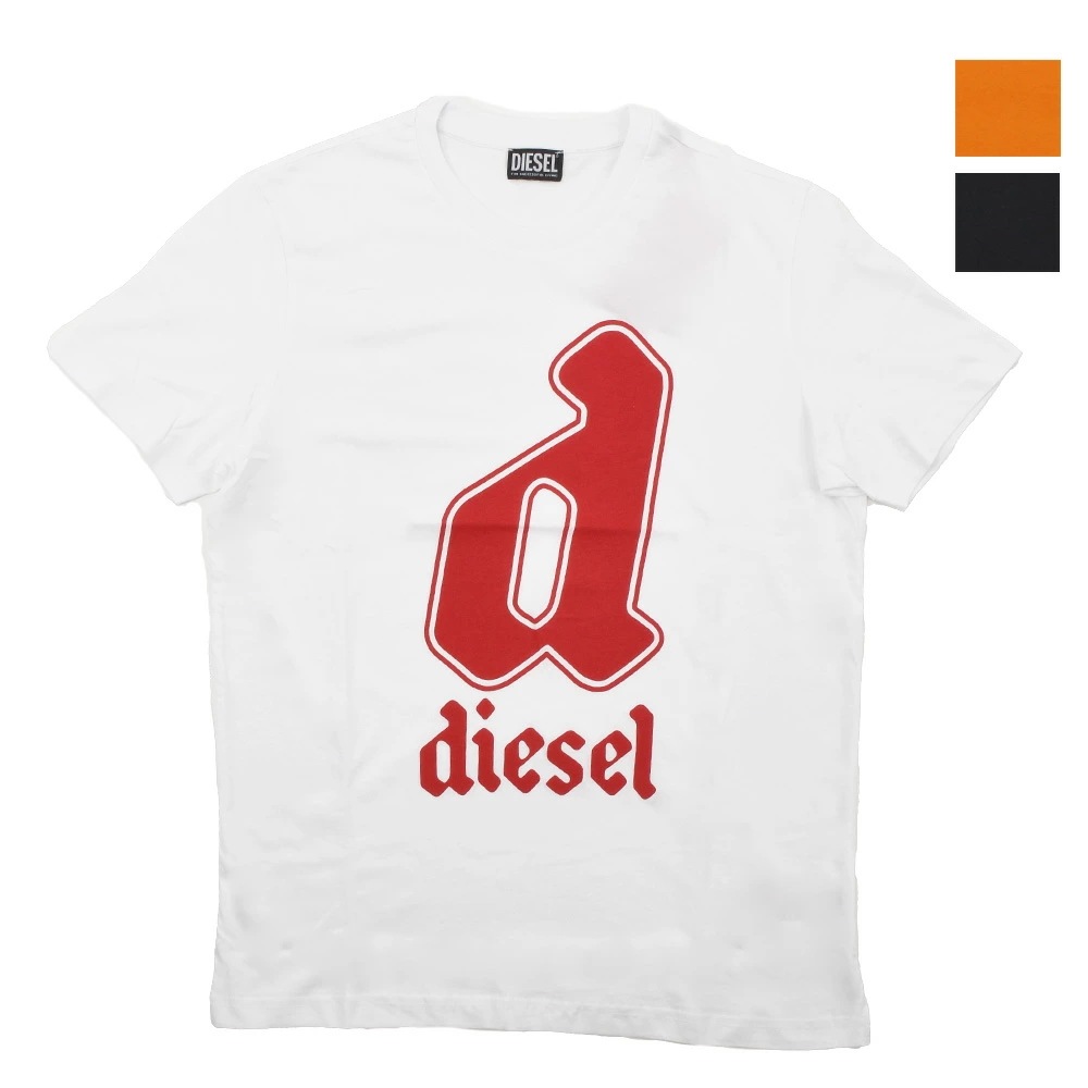 ディーゼル DIESEL Tシャツ メンズ カットソー クルーネック 半袖 ロゴT ブラック ホワイト オレンジ 黒 白 DIESEL T-DIEGOR-K54【送料無料】[a086810grai]