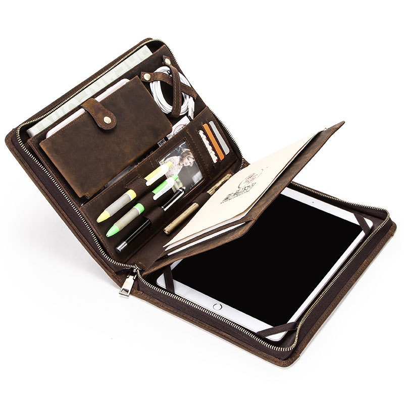 アップルipadpro10.5保護カバー狂馬牛ベルトペン溝ファスナー多機能タブレットiPad Pro 12.9保護カバーipadpro10.5ケース