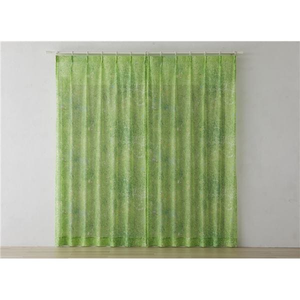 スミノエ PEANUTS レースカーテン フィールドボイル 約幅100x丈176cm グリーン 1枚入 日本製