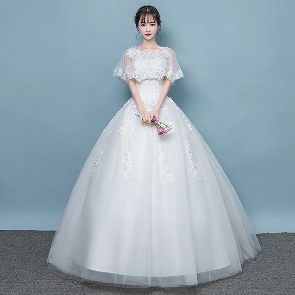 ウェディングドレス Aラインドレス プリンセスドレス ロングドレス 結婚式　二次会 花嫁　編み上げタイプ Vネック ウエディングドレス 二次会 ホワイト ウェディング パーティードレス結婚式二次会