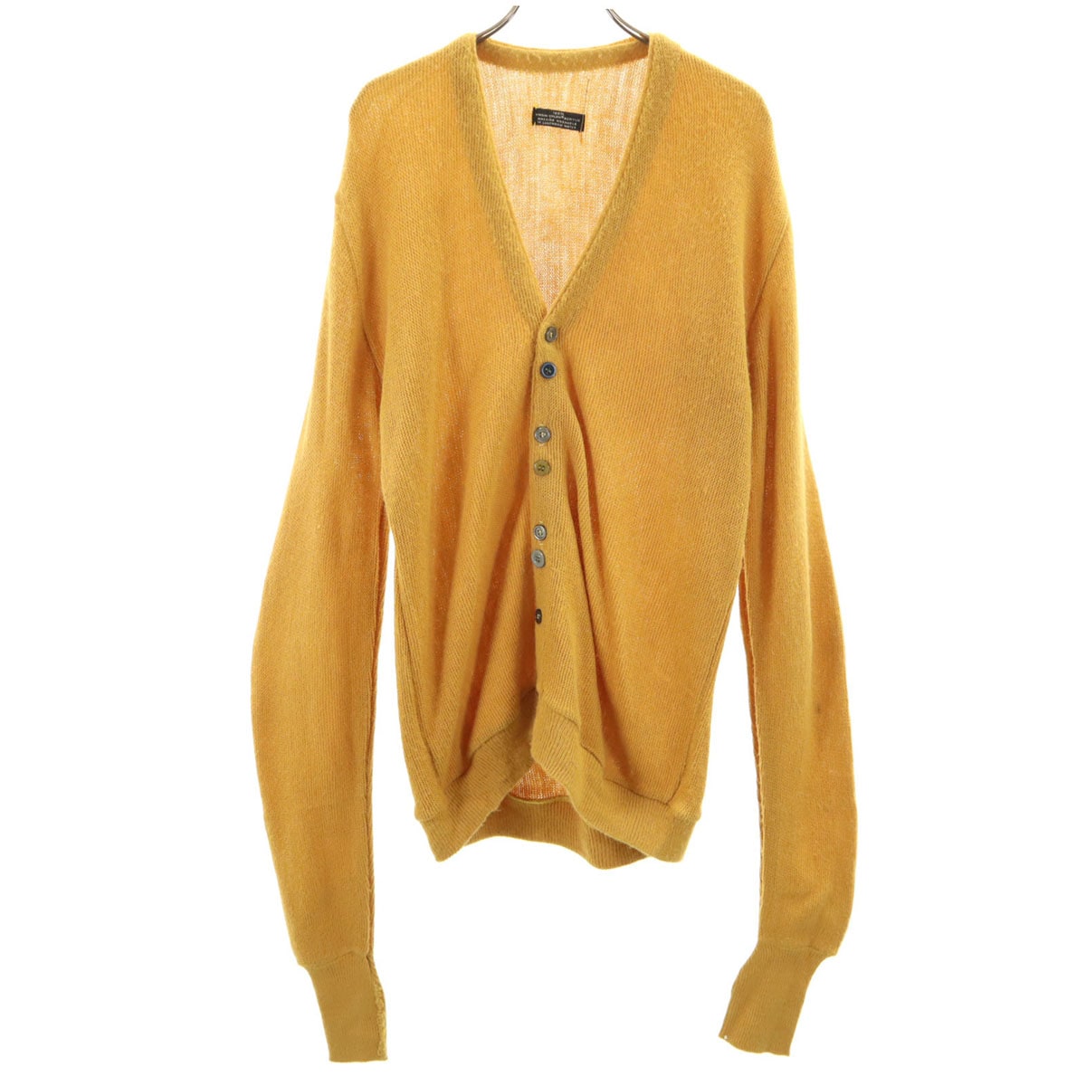 VINTAGE ヴィンテージ 70s 長袖 Vネック カーディガン マスタード ボタンリメイク メンズ 古着