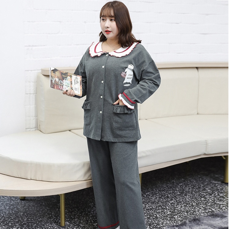 上品 5L 4L 大きいサイズ ルームウェア パジャマ 部屋着 レディース 韓国 上下セット 長袖 2点セット 綿 冬 寝間着 可愛い 秋 春夏春のパジャマ女性韓国版女性ホームウェアプリント長袖長ズボ
