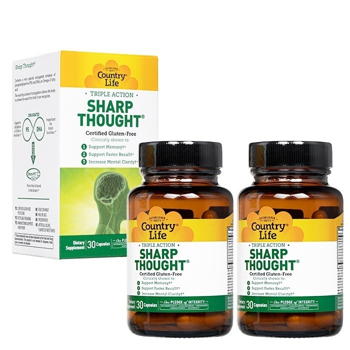 シャープソウト 30錠 2本 カントリーライフ CountryLife Sharp Thought 記憶力 思考力 グルテンフリー　海外直送日時指定不可　国際書留郵便発送
