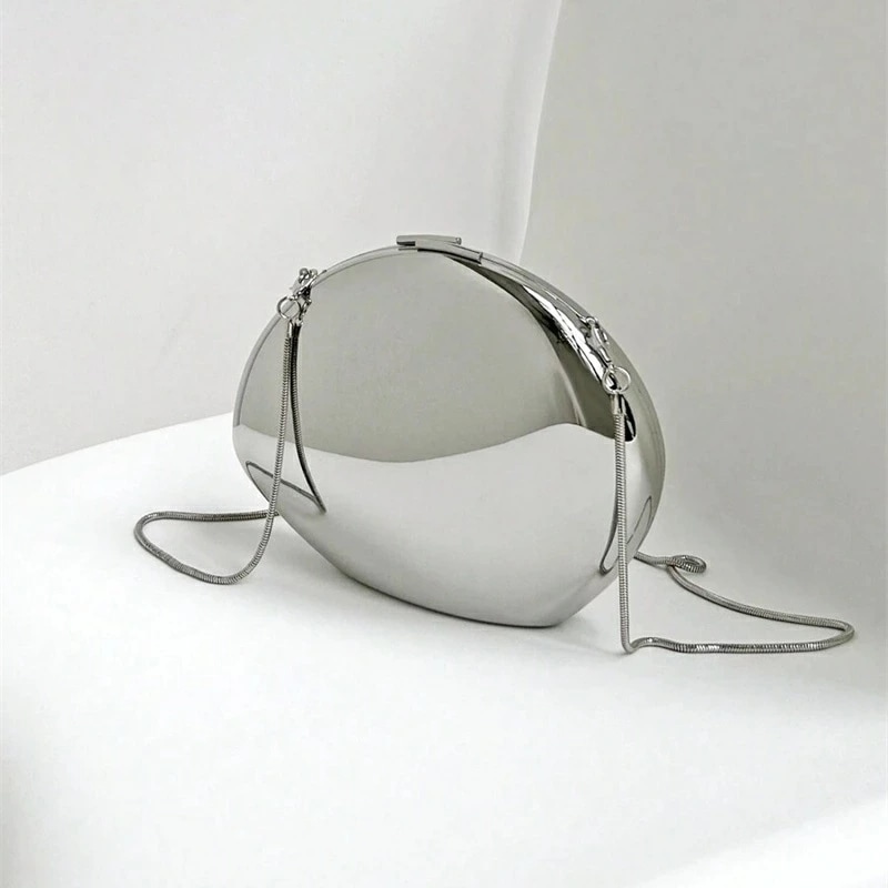 高級艶やかな金属ケース ハンドバッグ長いチェーン付きイブニングクラッチバッグ携帯電話の収納に最適パーティー結婚式デートに最適なギフト