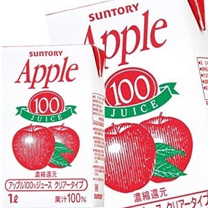 45営業日以内に出荷サントリー アップル100 1L 紙パック24本［6本4箱］［賞味期限：2ヶ月以上］[送料無料]