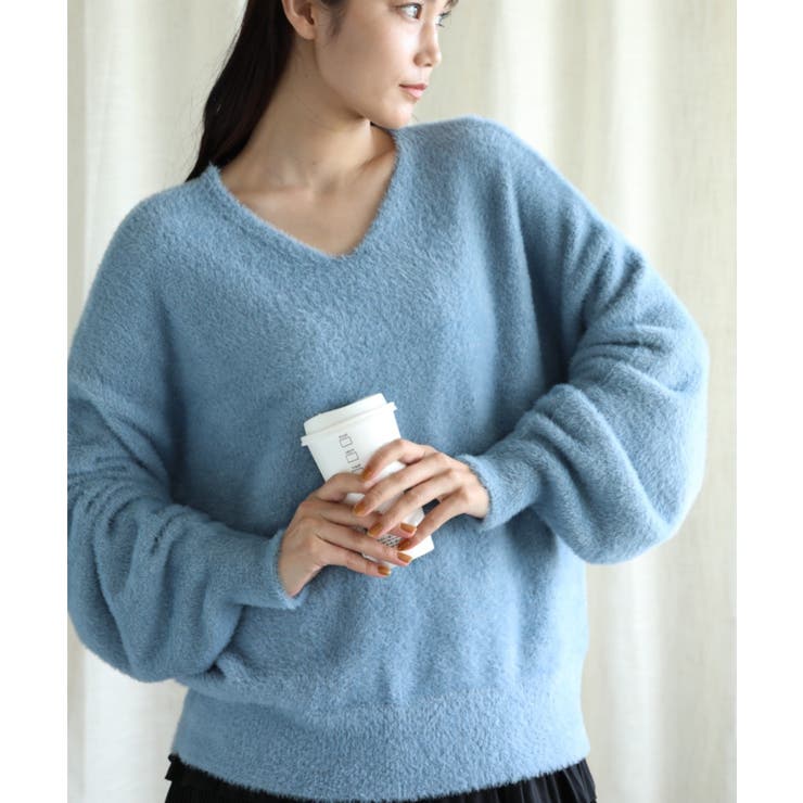 ラメ入りシャギーニット