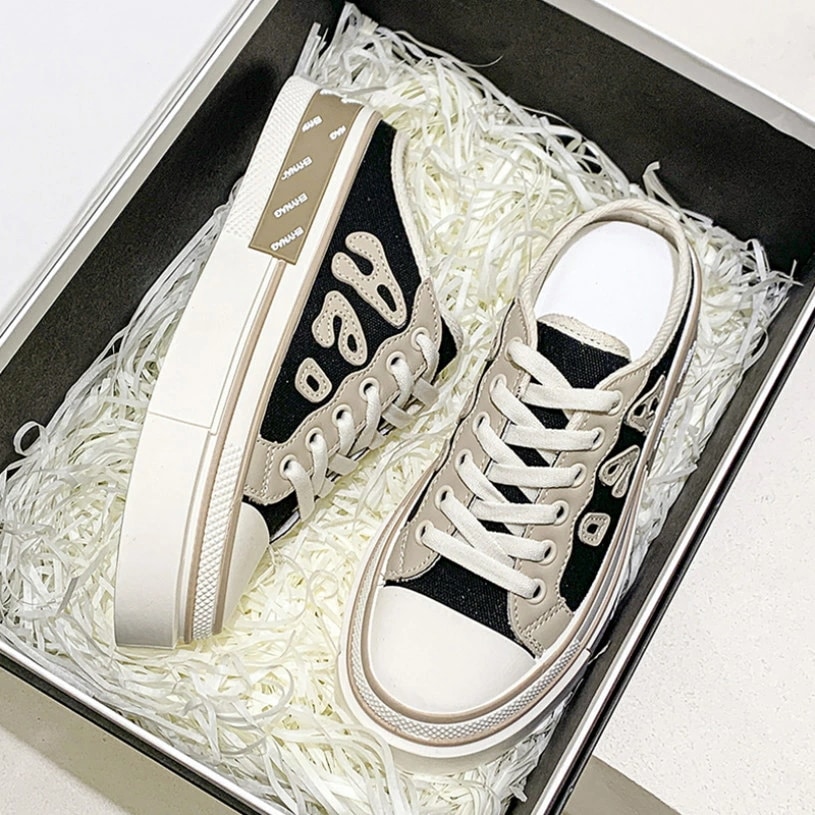 クーポン 厚底スニーカー レースアップ スリッポン かかとなし 無地 美脚 身長アップ 2cmヒール レディース 黒 白 キャンバス おしゃれ 履きやすい クッション性 ウェッジソール 厚底 かわいい