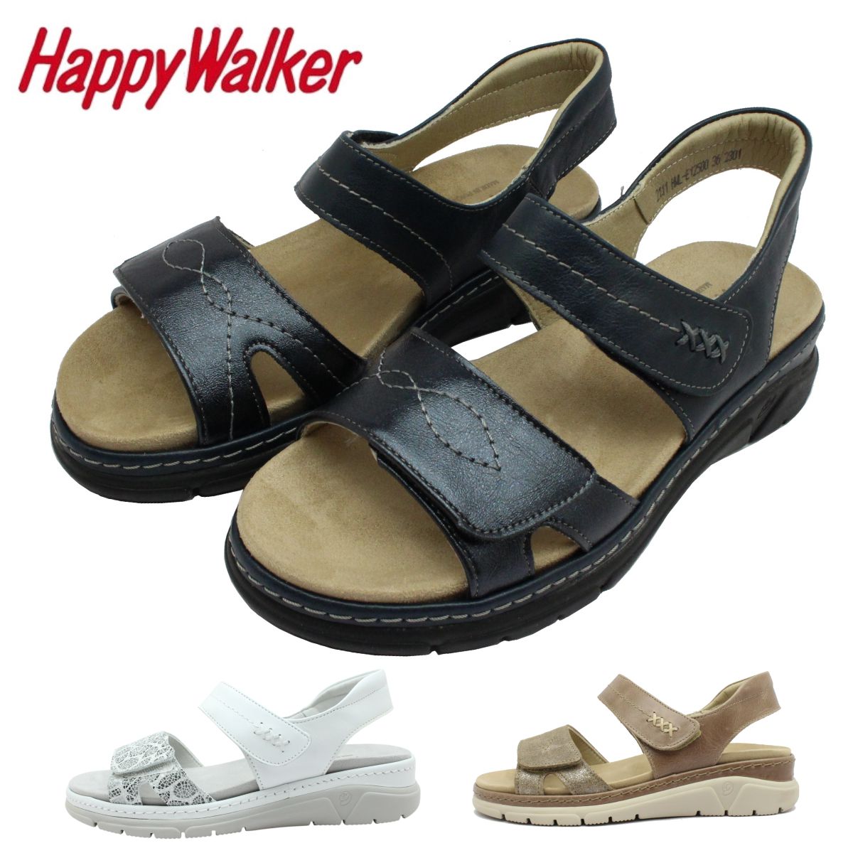 Happy Walker ハッピーウォーカー レディース HWL-E12500 レザー サンダル ベルクロ 本革 靴 大塚製靴 オーツカ