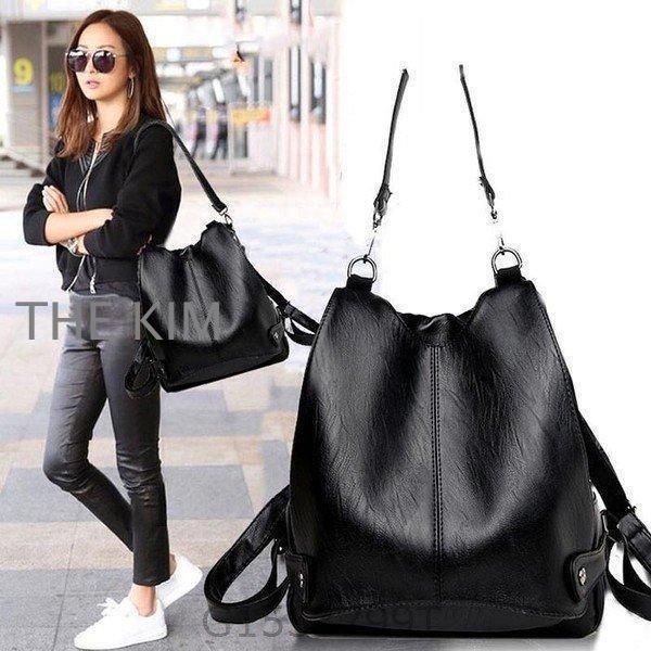 2wayリュックレディースハンドバッグ鞄おしゃれ大人カジュアルファッション愛いかわいいレザー黒ブラック軽量オシャレ斜め掛け