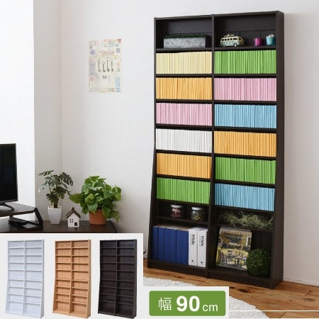 文庫本ラック 幅90cmタイプ 高さ180cm コミックラック 薄型本棚 1cmピッチ高さ調節