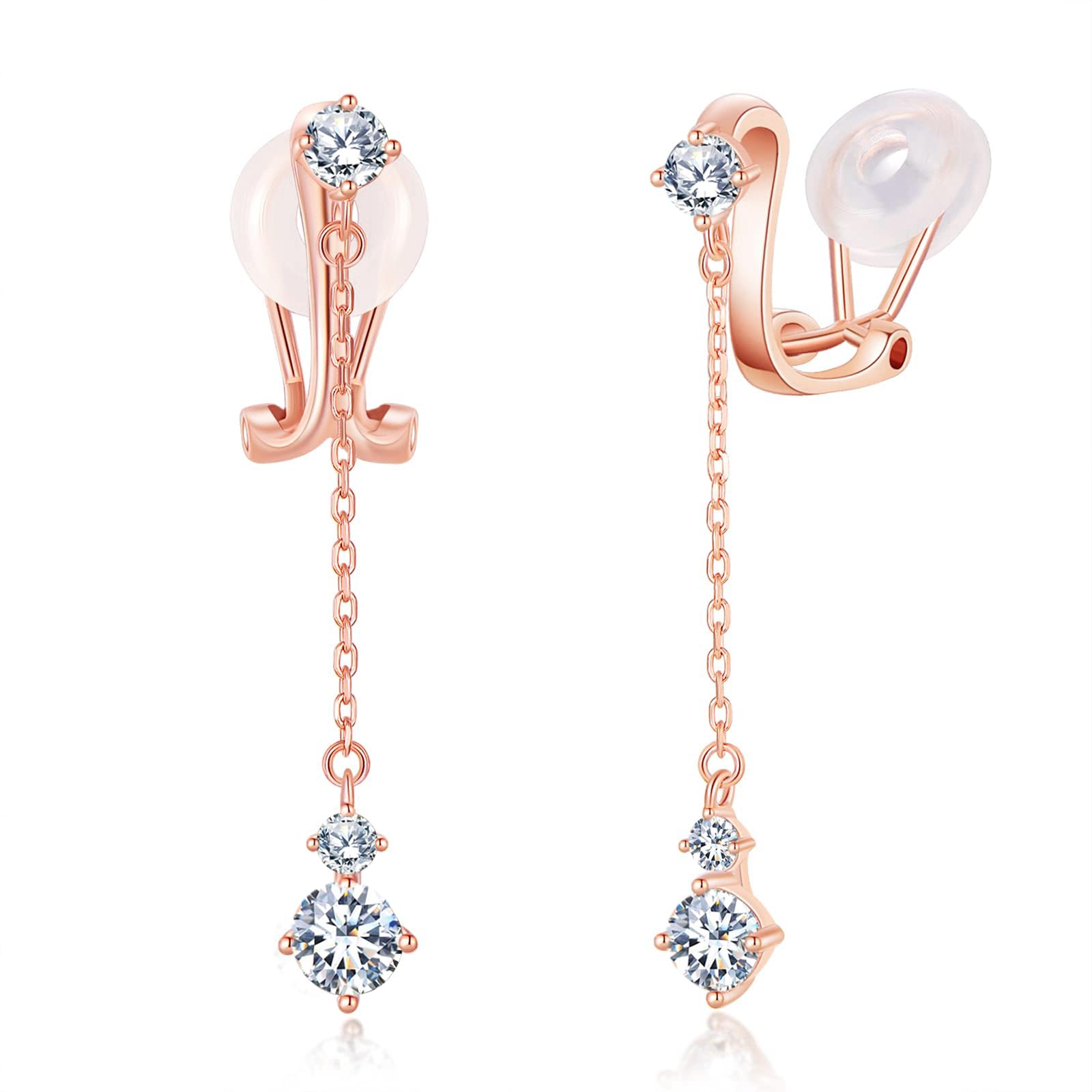 FH.bird イヤリング レディース 人気 揺れる 金属アレルギー対応 シルバー925 ノンホールピアス ジルコニア ピンクゴールド デート 誕生日 20代 30代 40代 プレゼント 女性 ジュエ 5,008円