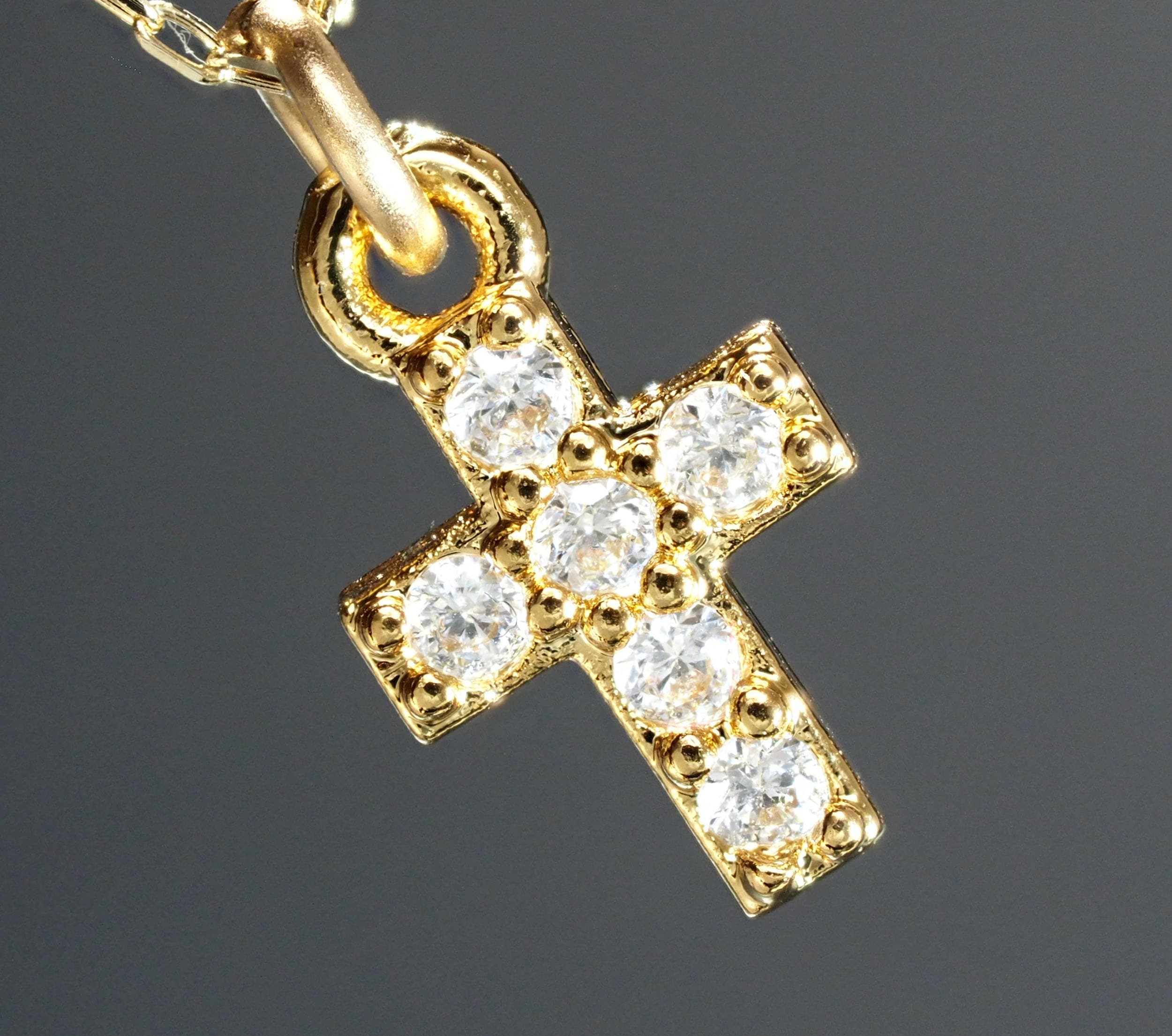 18金製 ダイヤモンド ネックレス クロス 国内生産品 厳選 K18 ( 刻印有 ジュエリー