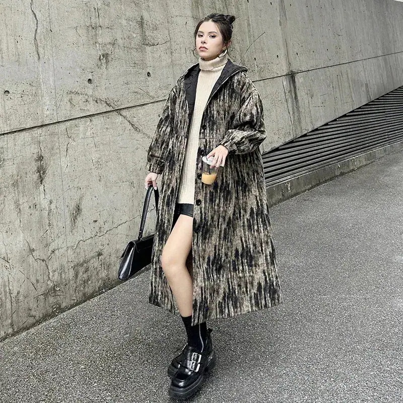 ロングトレンチコート 保温 レトロ ラジャーコート アウター 冬 ファスナー ロングカーディガン フード付き 厚手 関連商品購入可能