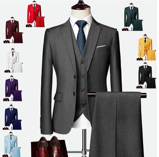 [新発売]人気 メンズスーツセット 男性用スーツ オフィス ビジネス セレモニー フォーマル スリム パーティー 格好いい 結婚式 卒業式 高品質 無地 紳士服 二次会 通勤 演出 3ピーススーツ パ
