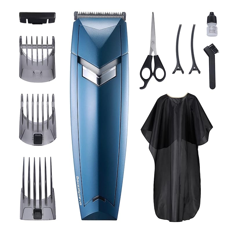 Beautiplove 電動バリカン ヘアカッター 散髪 子供 家庭用 業務用 むだげ処理 セルフカット カミソリ USB充電 コードレス 低騒音 ウォータープルーフ 自動研磨システム 60分連続使用