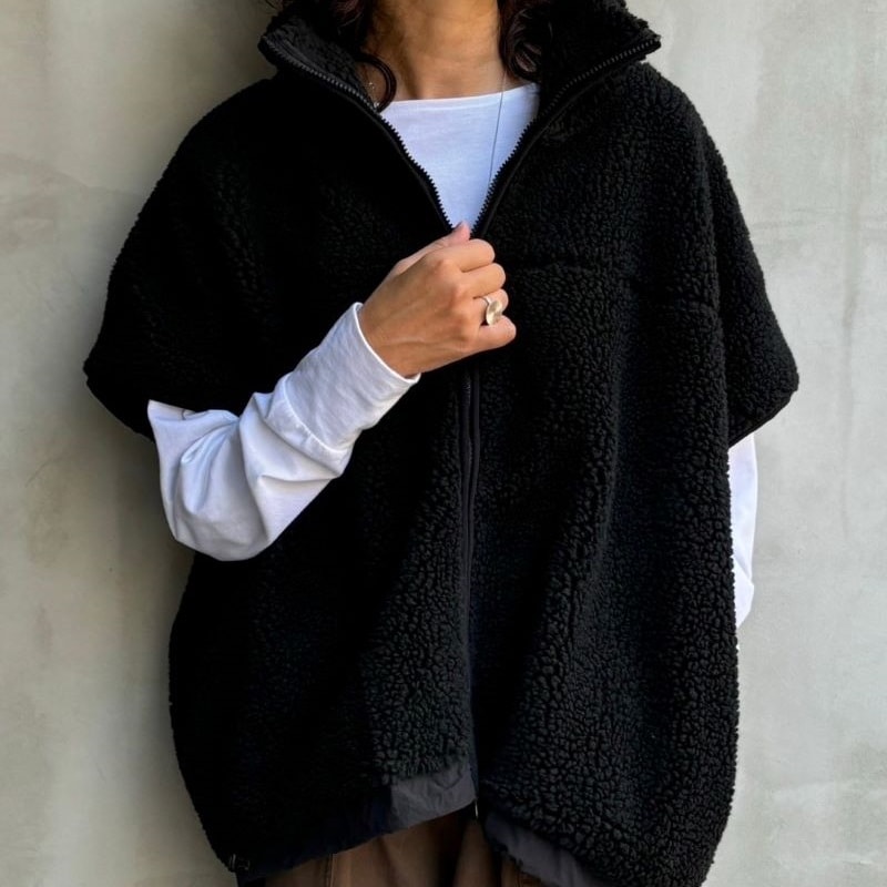 【SALE】スタンドカラーボアベスト flamingo firm フラミンゴファーム 150290 レディース アウター ベスト ジレ フリーサイズ オフホワイト グレー モカ 黒 ブラック 11,993円