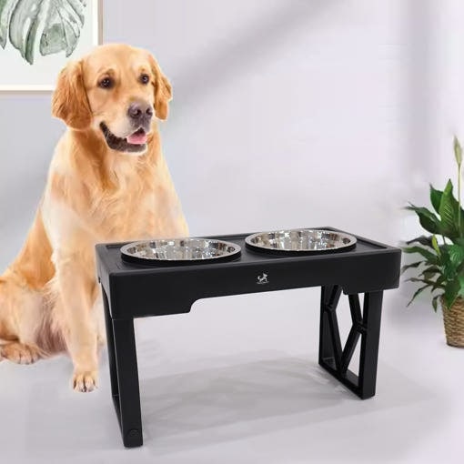 [韓国公式/正規品] ディンドンペット リフト 高さ調節 小型/中型/大型犬 統合 ステン食器 2口