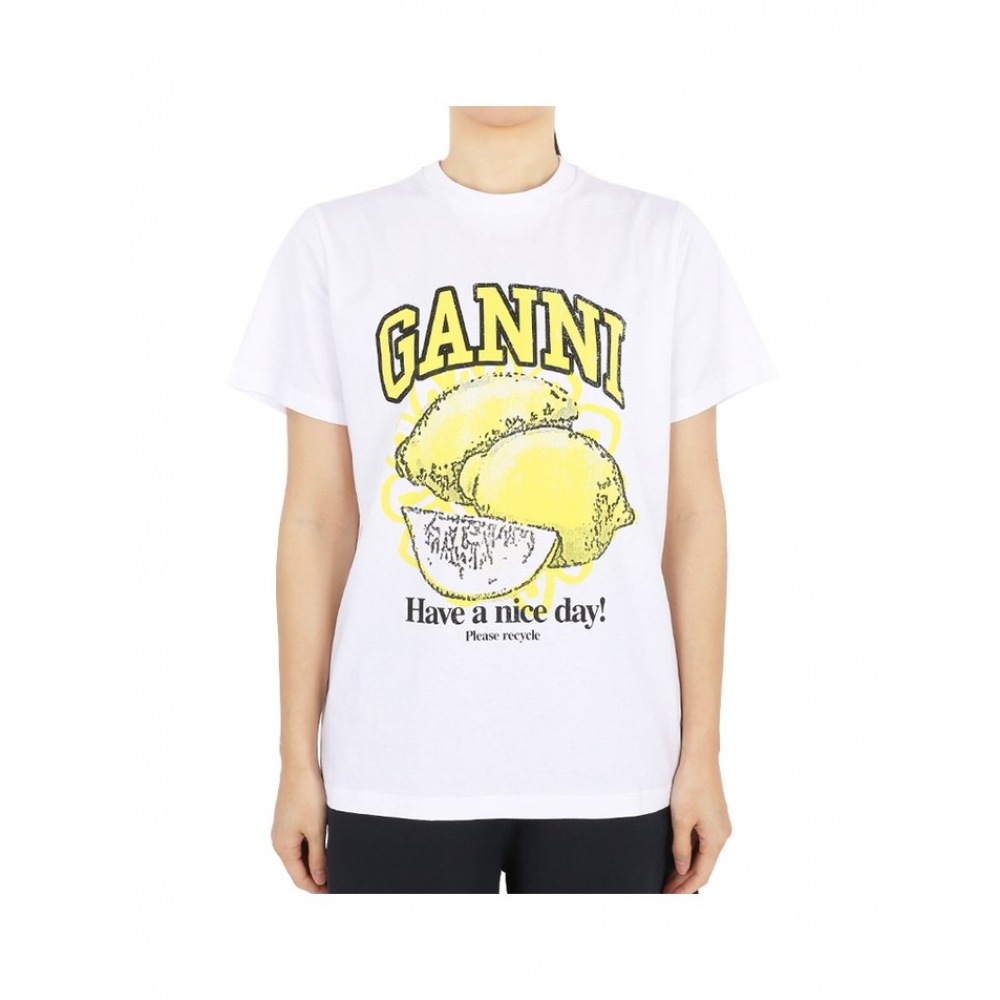 24 S/S GANI 女性用レモングラフィックプリントショートスリーブ (ホワイト/イエロー) T3768 151