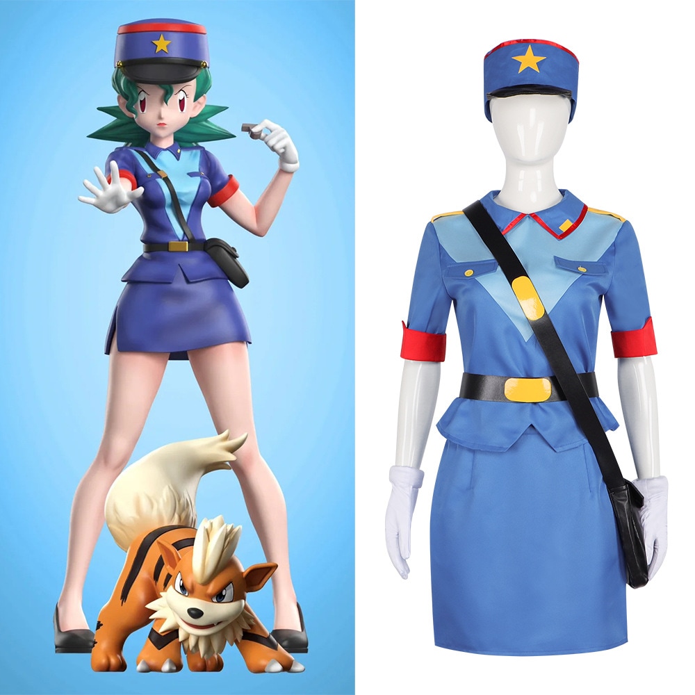 【速達!】ポケモンポケモンポケモンのペコちゃんコスプレ衣装ポケモン警官のクンサさんがアニメのコスプレをして制服を披露