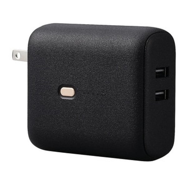 DE-AC06-5000BK モバイルバッテリー コンセント一体型 5000mAh 12W 出力 (USB A ×2) 2台同時充電可 スマホ 各種対応 ブラック メーカー直送 5,561円