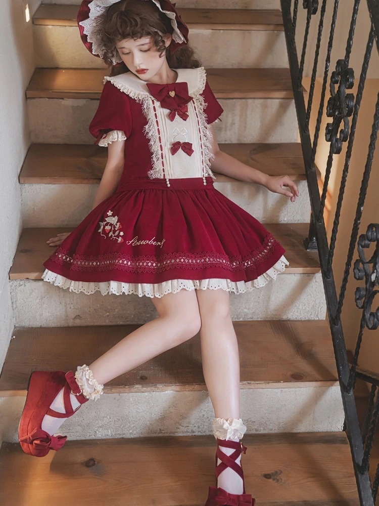 ロリータ プリンセス ドレス デイリー スイート オプ レッド ブルー ツイン エレガント ロリィタ ドレス 夏