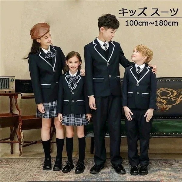 キッズ スーツ 男の子 女の子 子供服 セット フォーマル 子供スーツ ネイビー ズボン スカート 卒業式 卒園式 制服 カジュアル 小学生 中学生 大きいサイズ 七五三 韓国風 入園式 90 100