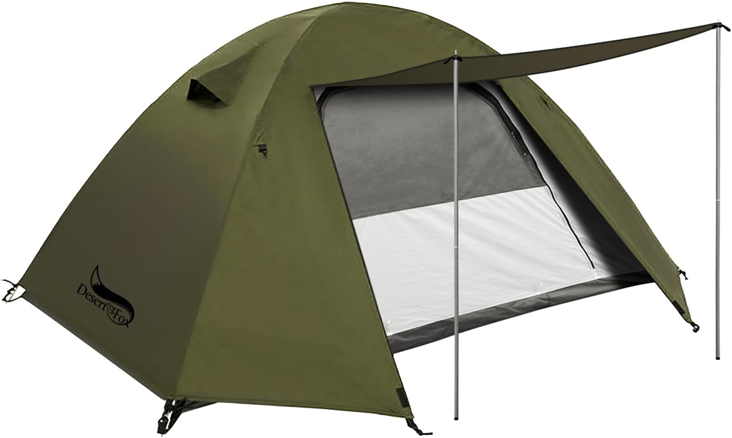 DesertFox テント 2-3人用 4000mm耐水圧 ドームテント 前室あり キャンプテント コンパクト軽量 撥水加工素材 二重層構造 4シーズン 簡単設営 超軽量 UVカット 自立式