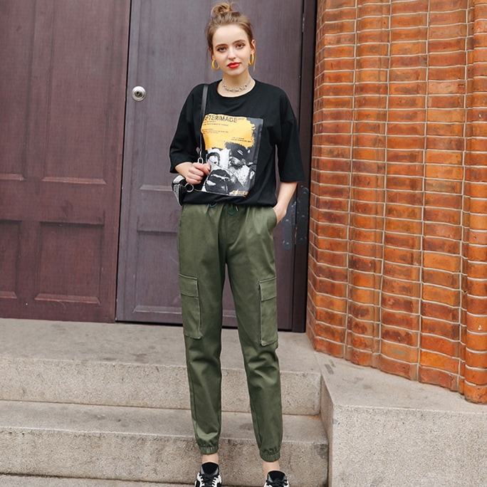 ボトムス ジョガーパンツ アンクル丈 ポケット ハイウエスト 綿 かわいい 大人可愛い カジュアル 大人 おしゃれ お洒落 かっこいい レトロ 大人可愛い 大人女子 こなれ感 ラフ メンズライク