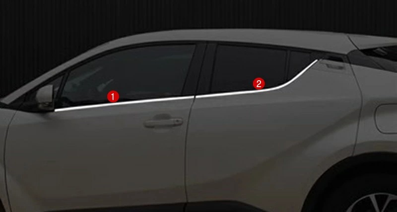 トヨタ・C-HR CHR 用 サイドドア ウィンドウ トリム 車の窓の下にあるライトバー カスタム パーツ 保護 パーツ 4ピース 7453